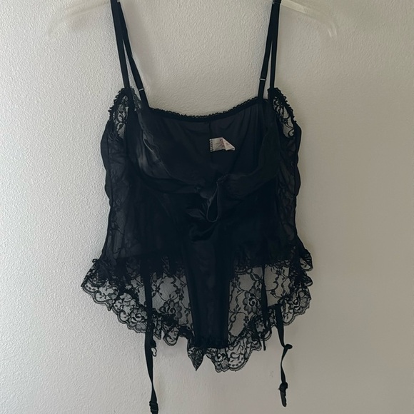 Design by FARIS vintage intimates sheer lace corset black Sz 3X - Picture 2 of 6